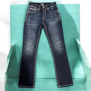 Buckle Black Jeans Mens 30W x 33L Blue Dark Wash Bootcut Stretch #Denim #Jeans